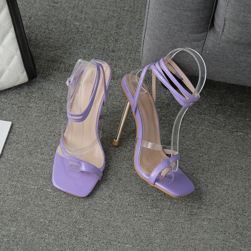 High-heeled Sandals With Square Toe Stiletto