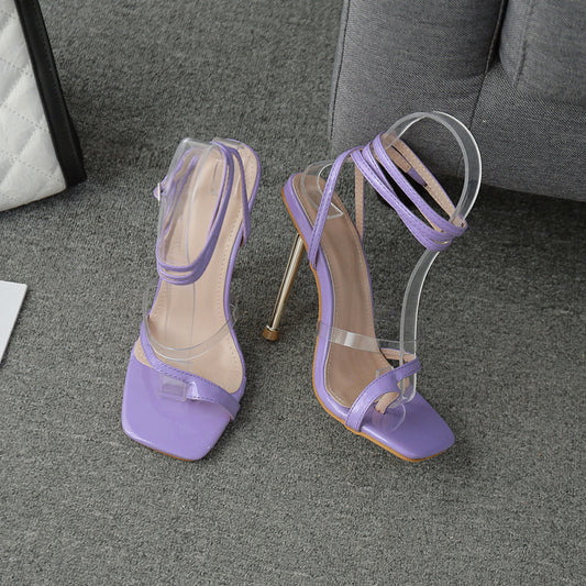 High-heeled Sandals With Square Toe Stiletto