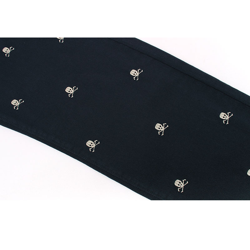 Female Tibetan Blue Skeleton Head Straight Tube Loose Relaxed Pants