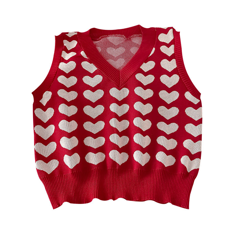 Women's Love Knitted V Neck Vest