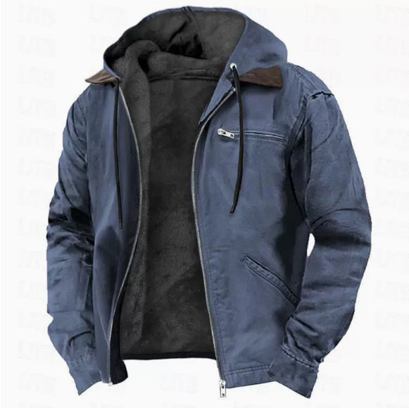 Casual Men's Fleece-lined Zip Pocket Jacket