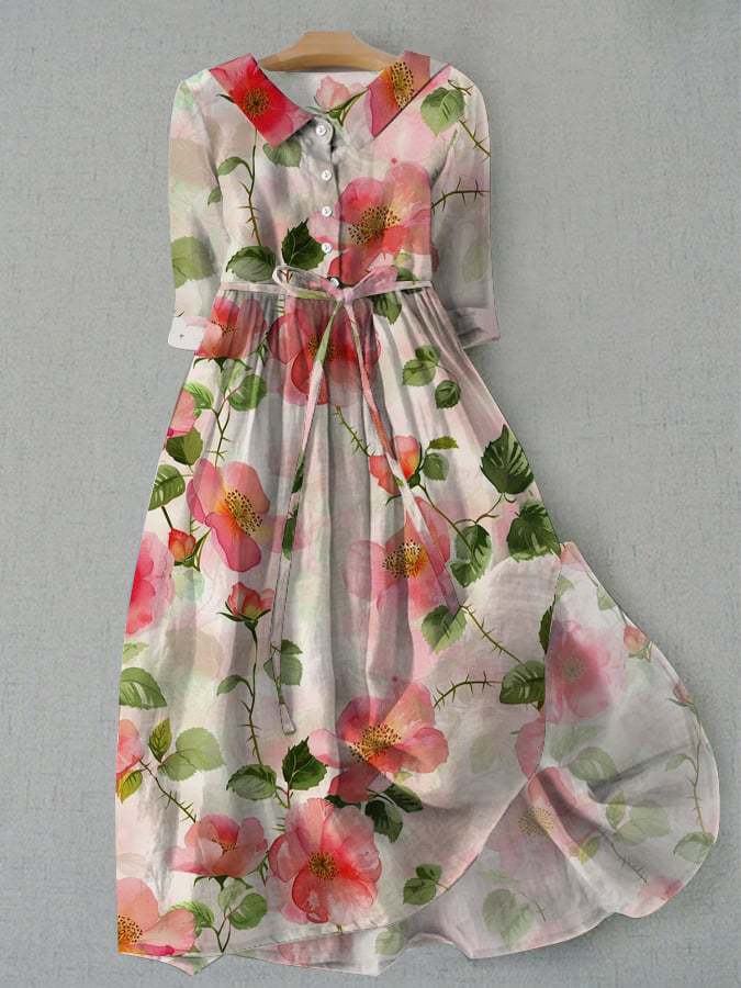 Womens Versatile Printed Casual Long Dress