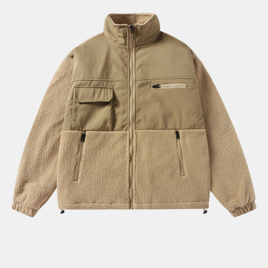 Cross Loose Lapel Fleece Warm Casual Men's Jacket