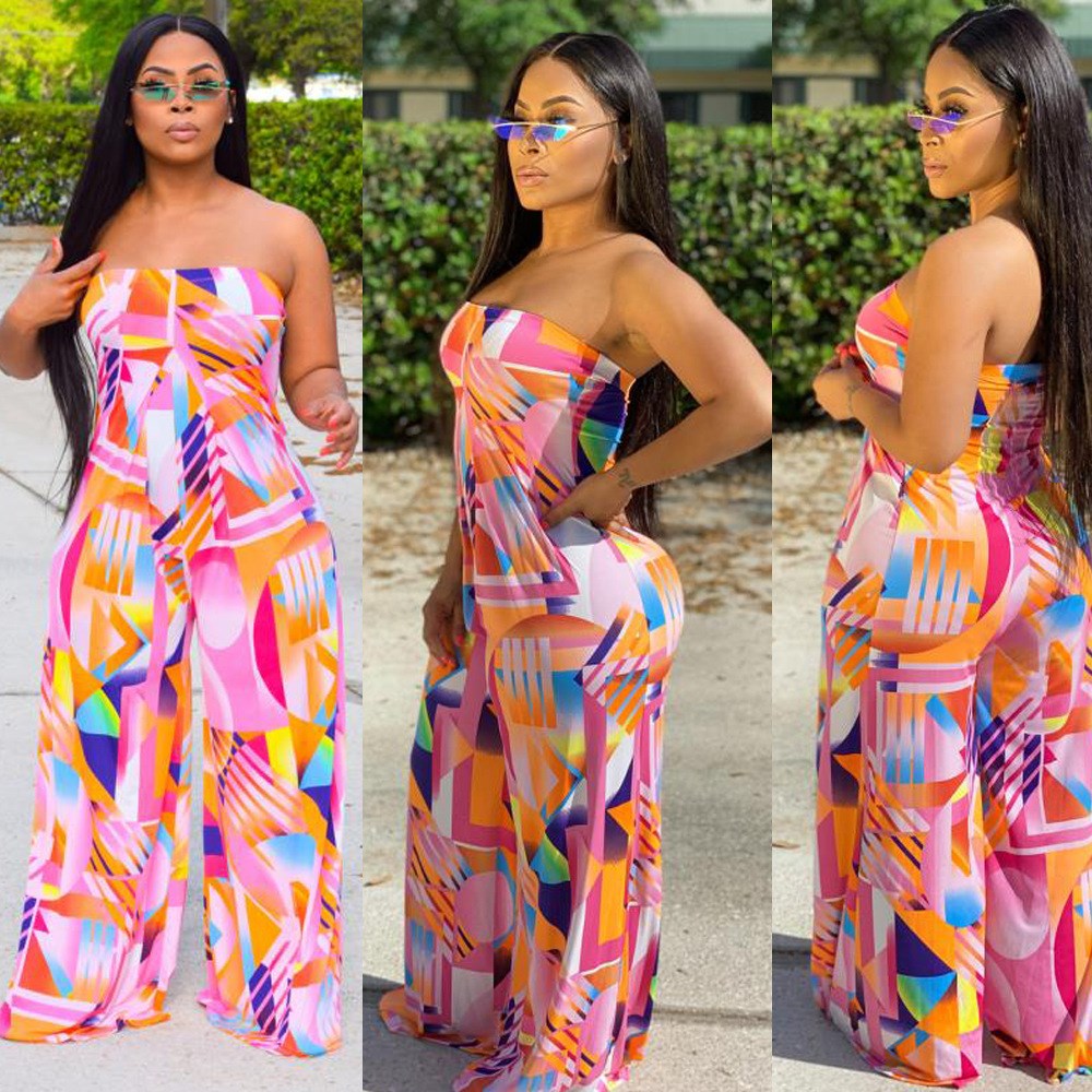 Dame Ny Hot Sexet Modenyhed Jumpsuit Med Print Og Store Ærmer