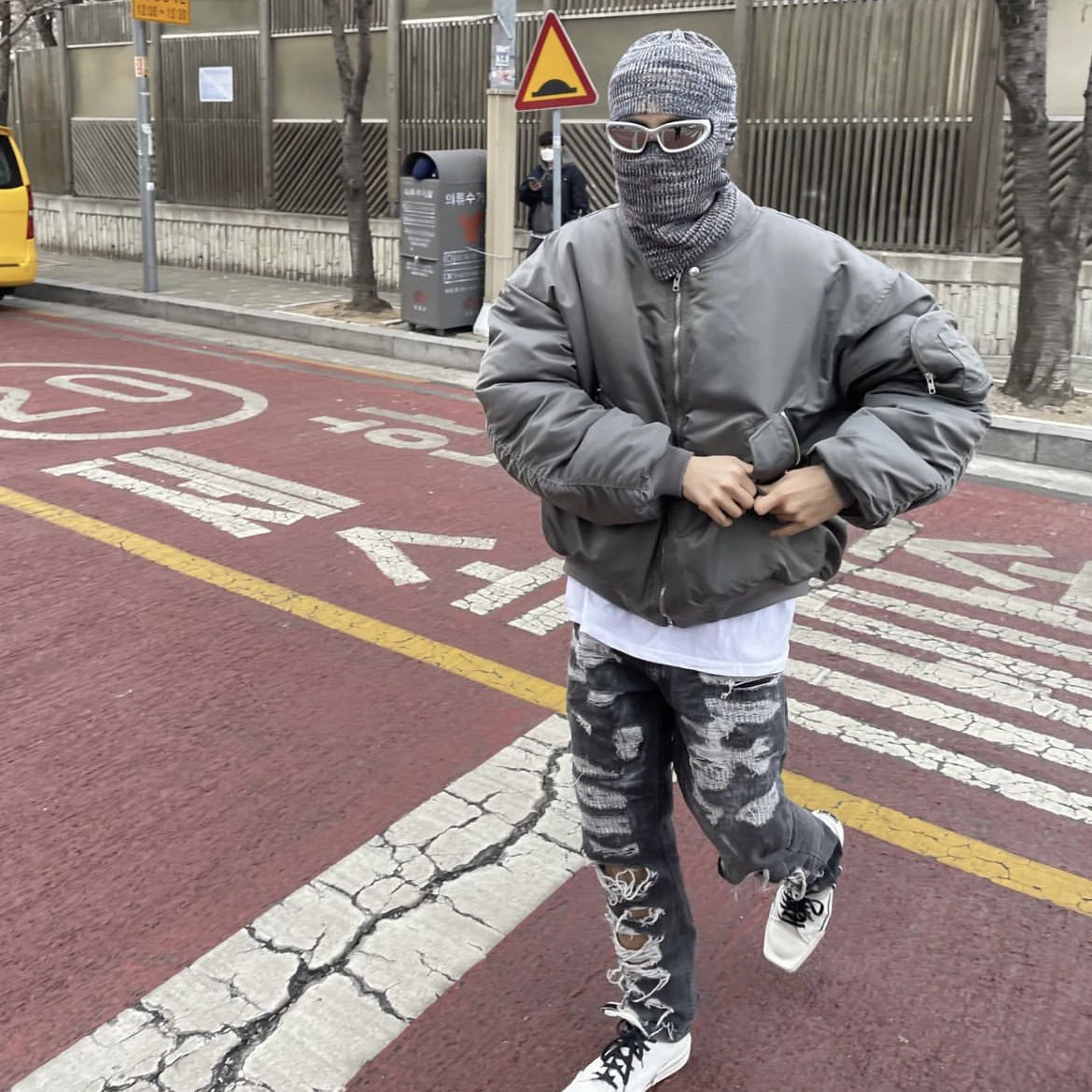 American-style High-street Loose-fit Solid-color Streetwear Bomber Jacket