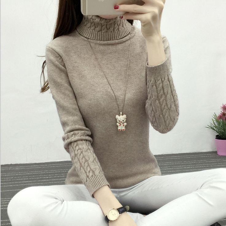 Dame rullekrave sweater fortykket