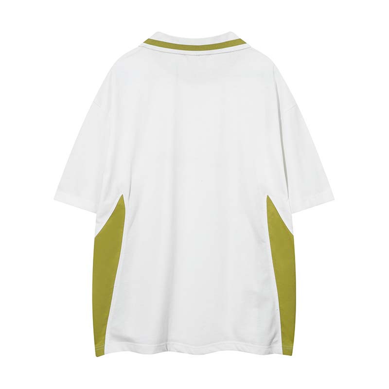 Raglan Sleeve Reverse Collar Sports Stitching Half Sleeve Shirt Men's