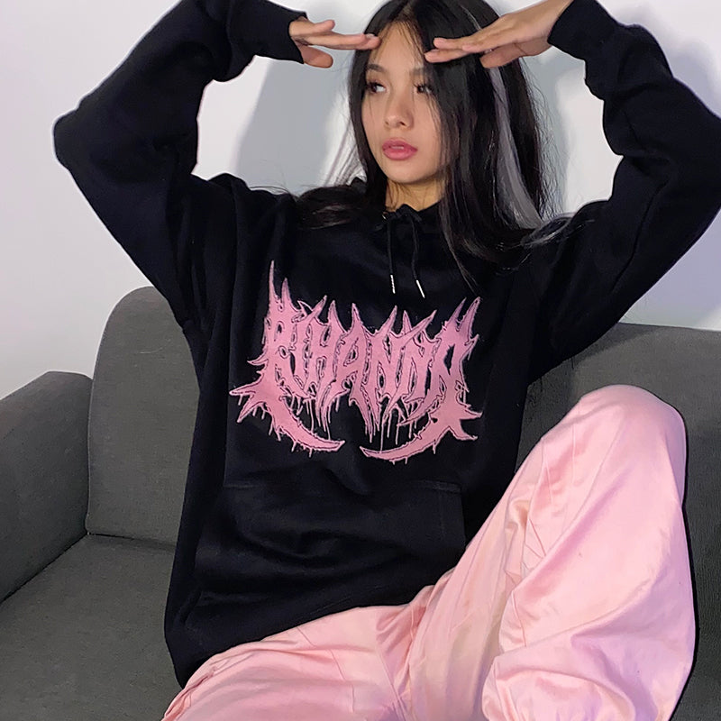 Cartoon Gothic Thorns Fleece Hoodie Long Sleeve T-Shirt