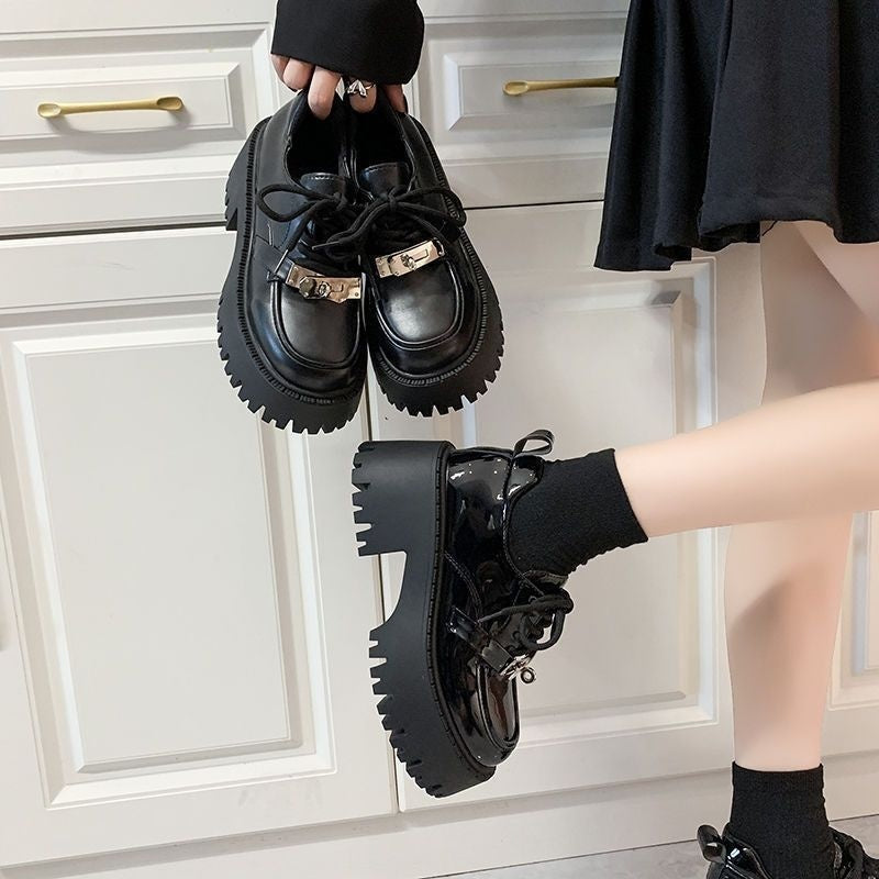 Black Mary Jane Leather Women's Pumps