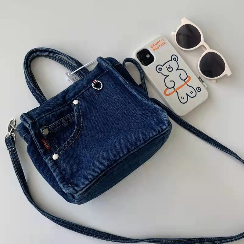 Sofistikeret Mini Denim Taske Alsidig Transportabel