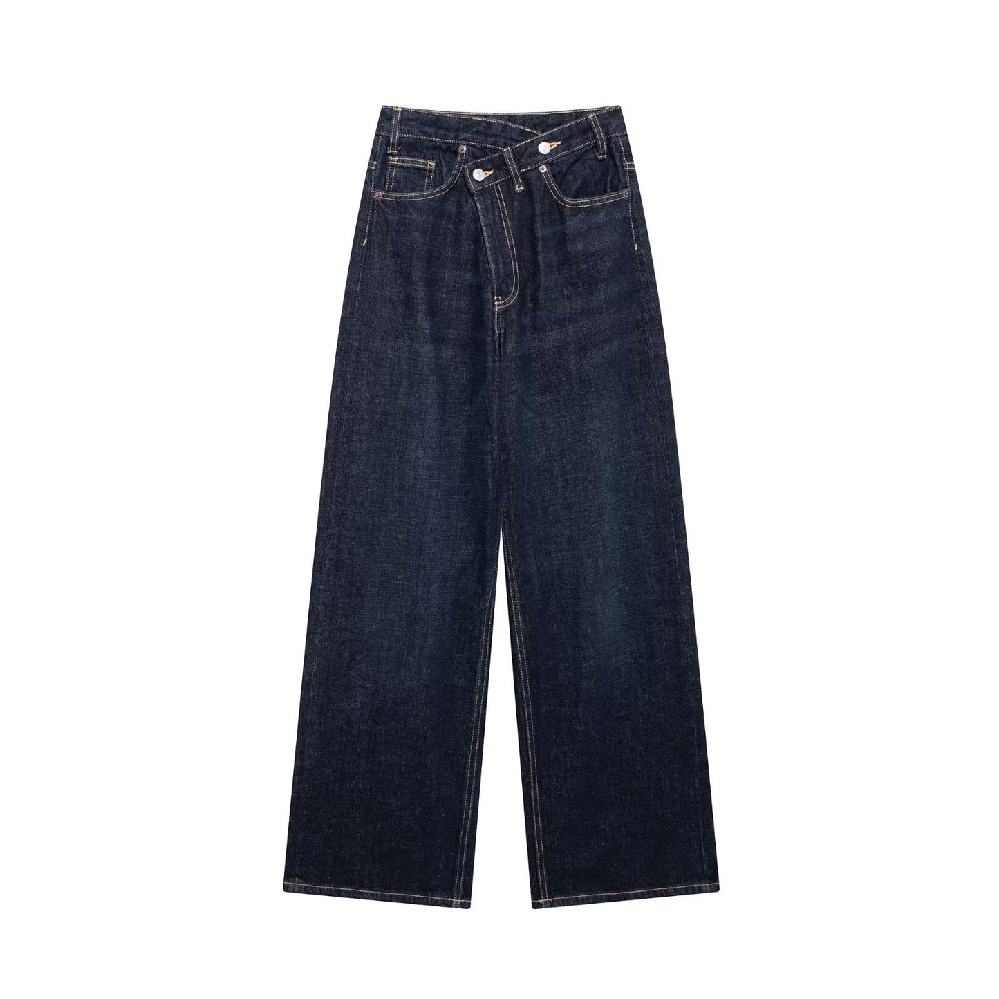 Højtaljede vide ben-jeans, behagelige til hverdag, casual og alsidige