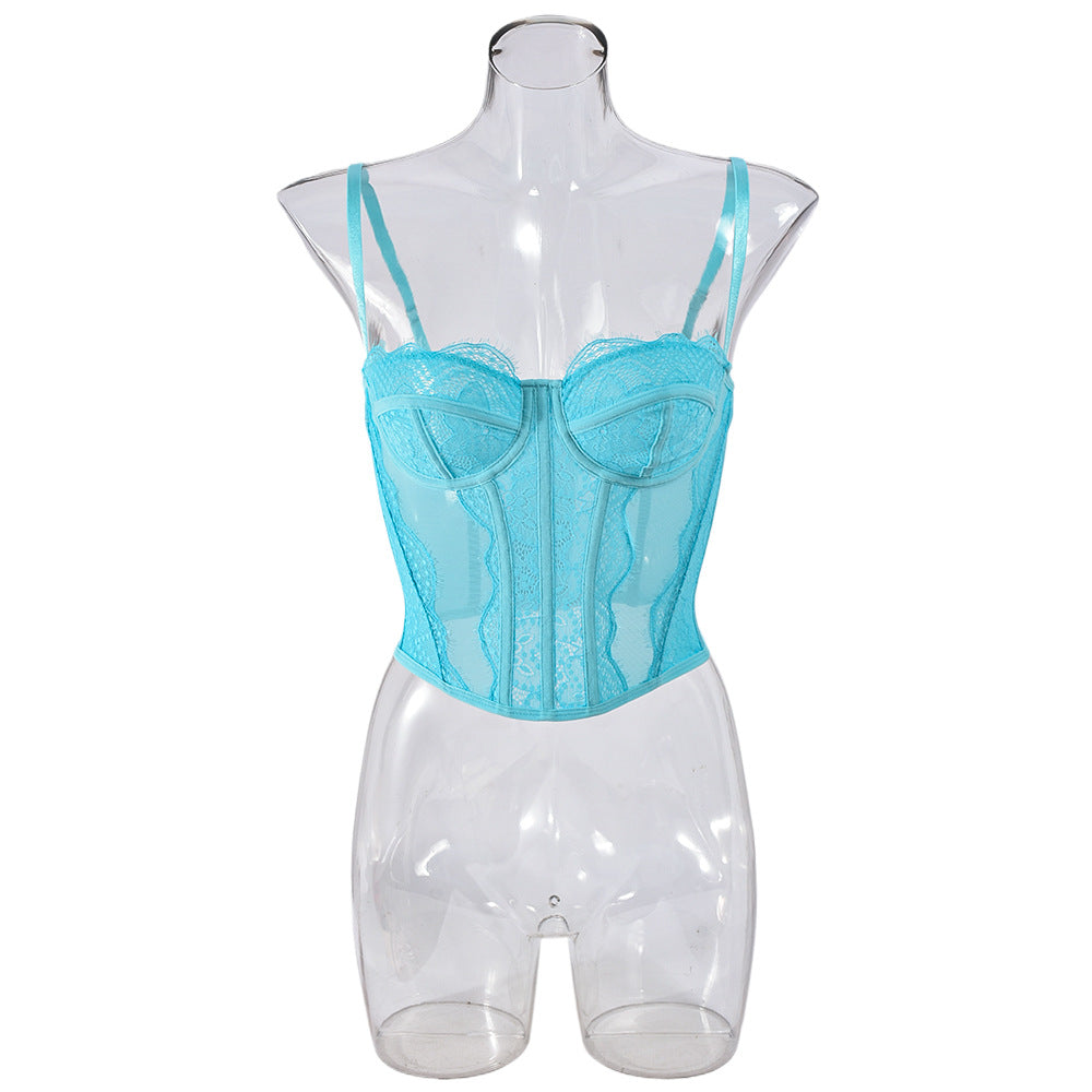 Lace Plastic Bones Body Shaping Tube Top Hollow Backless Camisole