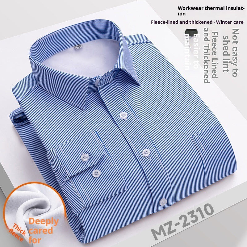 Winter Professional Shirt Men's Workwear Warm Fleece-lined