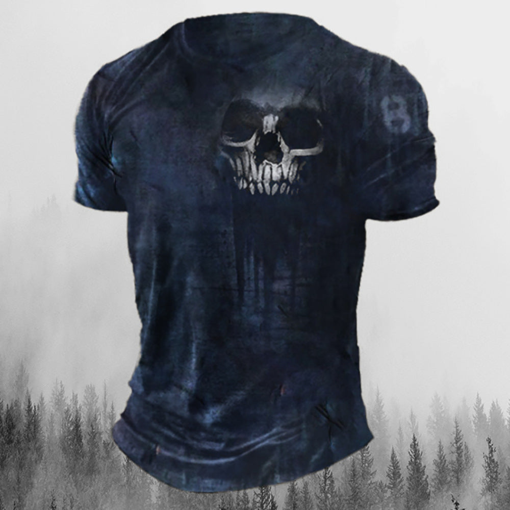 Printed Men's T Shirt Vintage Horror Skull Top
