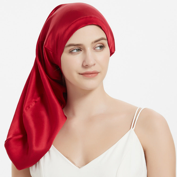 Women's Simple Silk Long Lace-up Nightcap