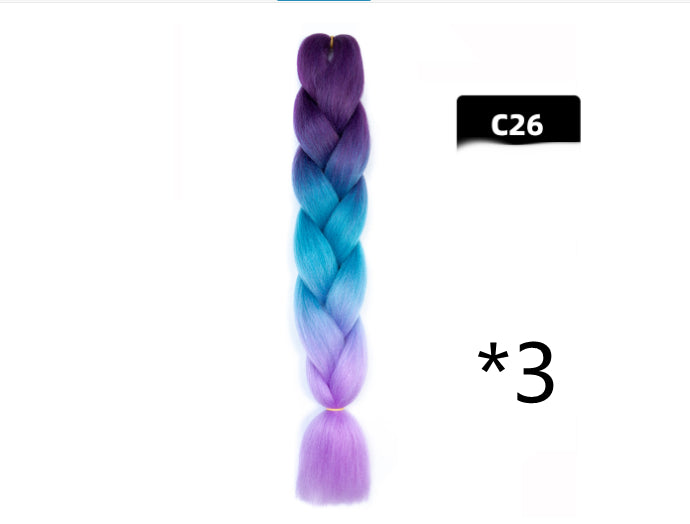Color Big Braid African Chemical Fiber High Temperature Silk Wig Gradient