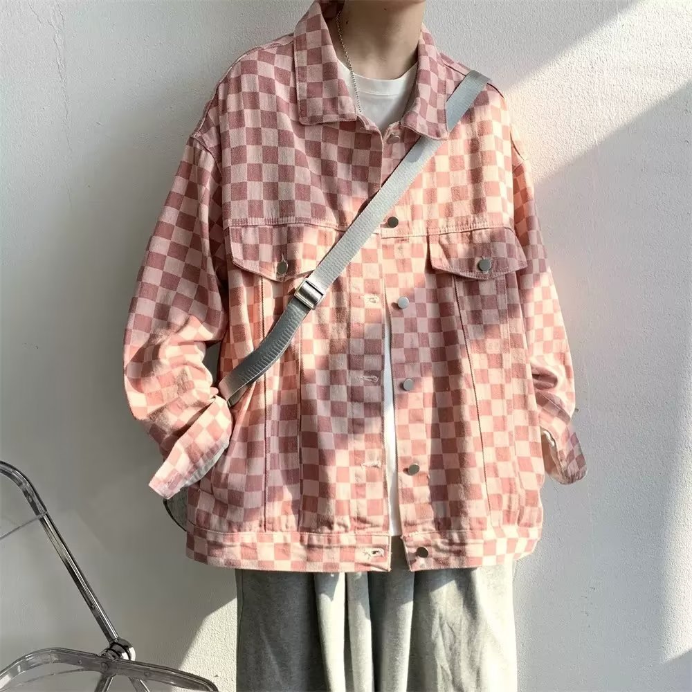 Retro American Style Chessboard Plaid Coat For Men