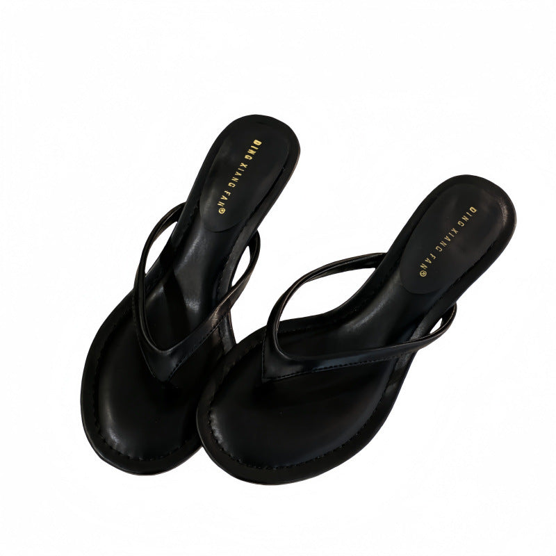 Flip-Flops Fashionable All-match Round Toe Stiletto Sandals Summer Open Toed Women's Shoes