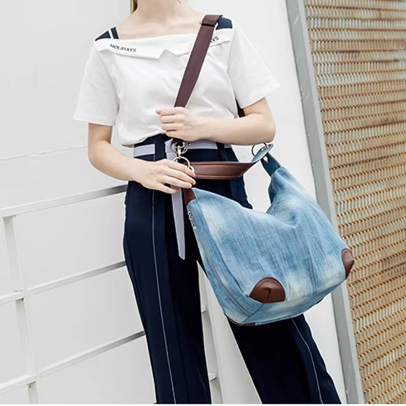 2025 Luxury Women's Denim Handbag - Oversized Blue Jean Tote and Crossbody Shoulder Bag