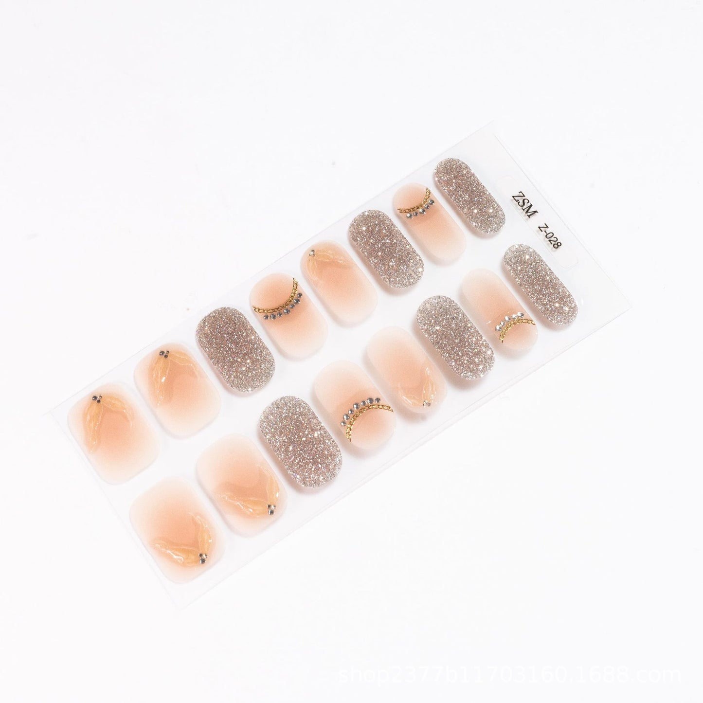 16 Finger Diamond Nail Sticker 3D Waterproof