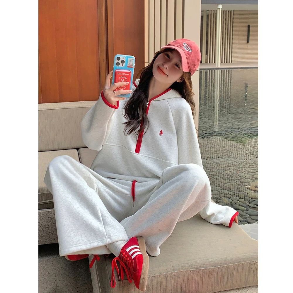 Korean-style Sweet And Youthful Hoodie Sporty Casual Set