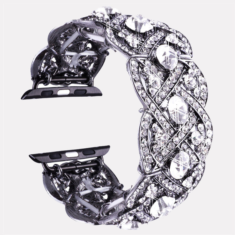 Series Four Petal Flower Metal Diamond Watch Band 8 7 6 SE 5 4 3