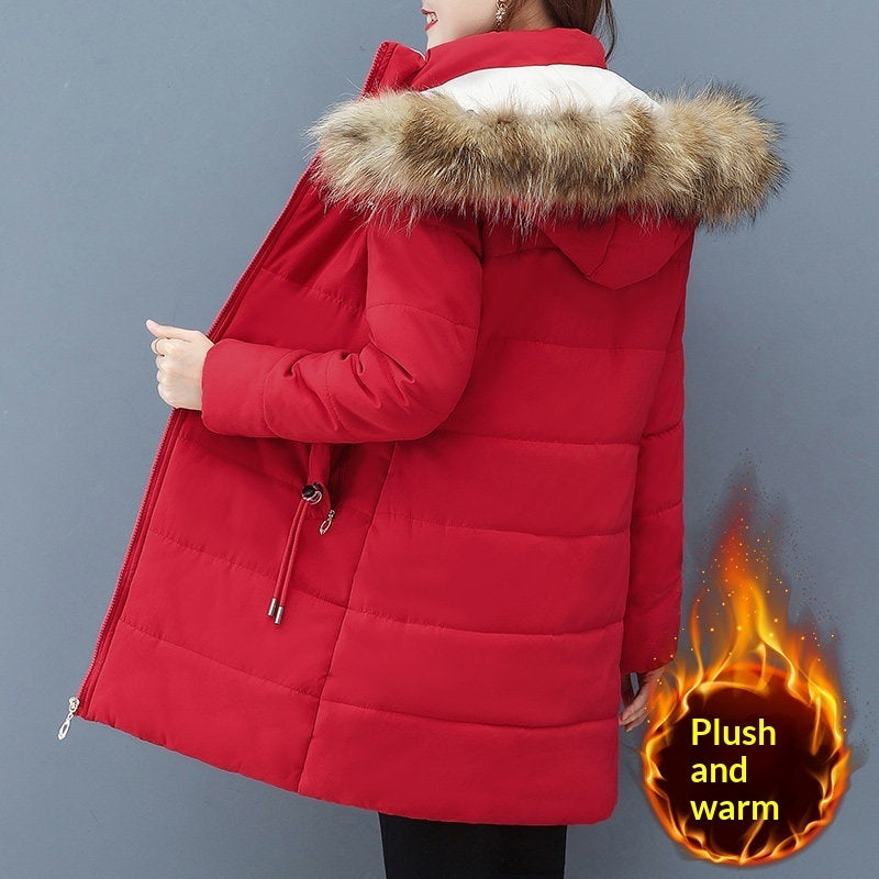 Womens Mid-Length Padded Cotton-Padded Jacket