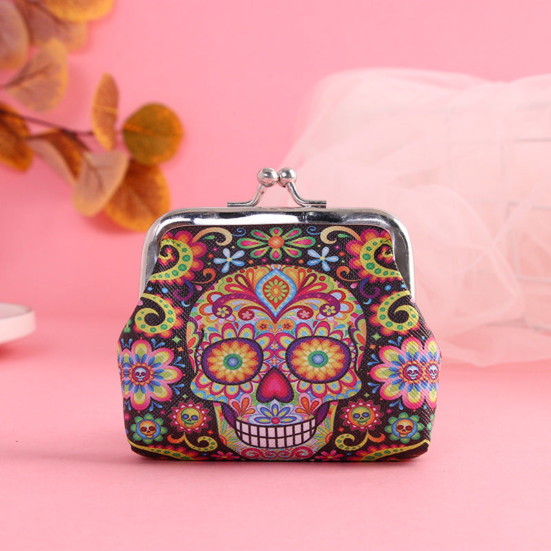 Personalized Skull Iron Buckle Bag Women's Short Wallet