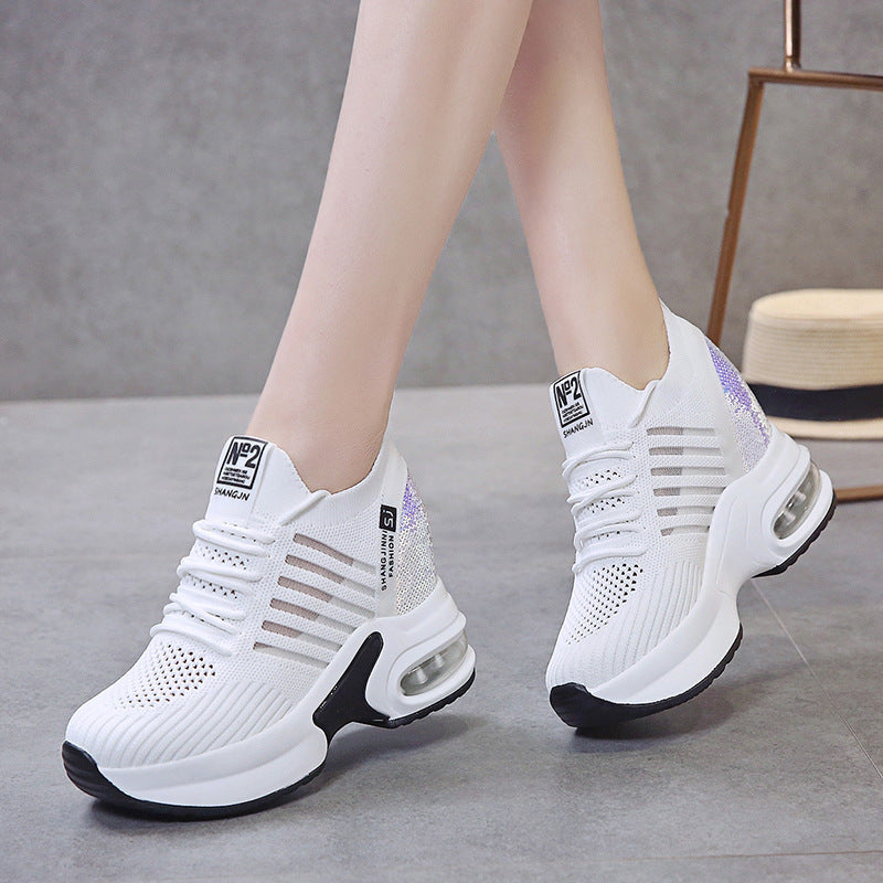 Daddy Shoes Breathable Mesh Shoes Casual All-match Thick-soled Inner Increase Sports White Shoes