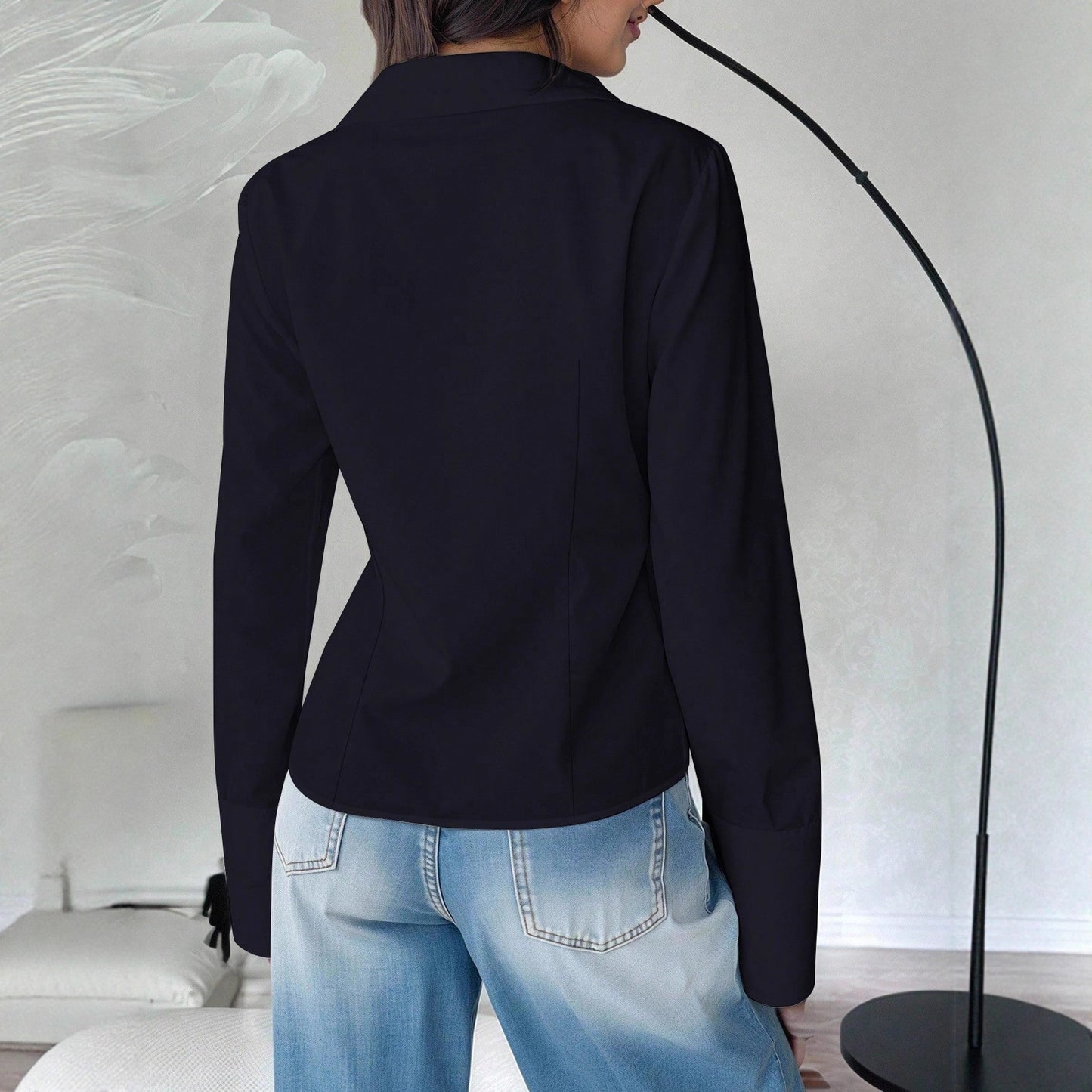 French Slim Fit Waist-tight Bandage Dress V-neck Shirt