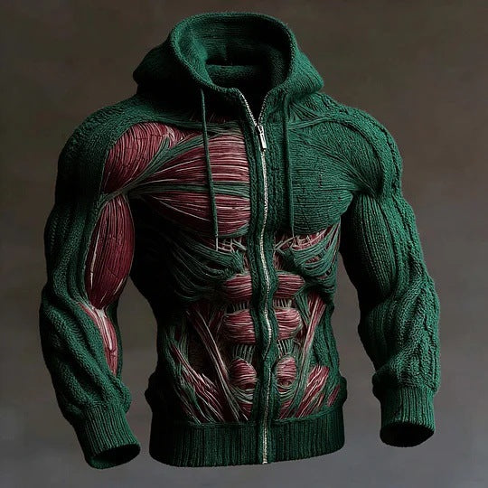 Mens Casual Printed Hooded Jacket In American High-Street Style