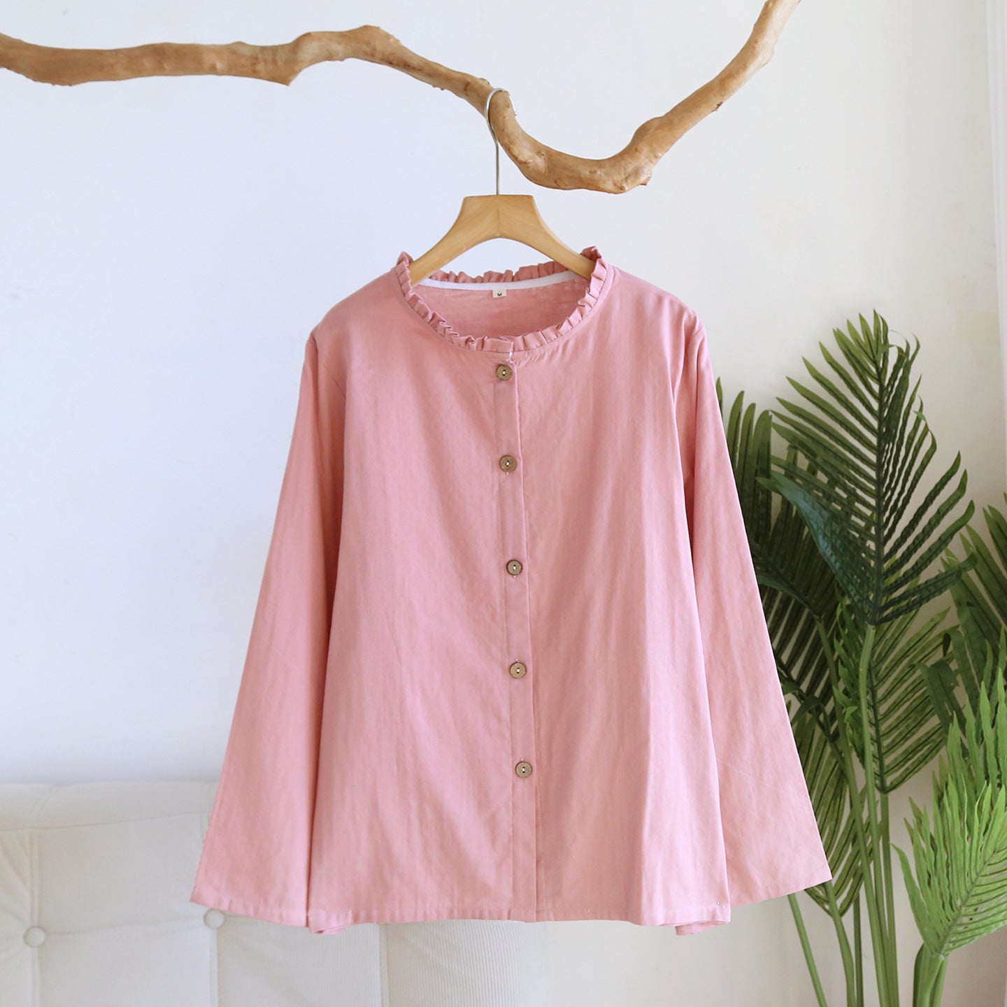 Lace-trimmed Mesh Top With Long Cotton-silk Sleeves For Loungewear