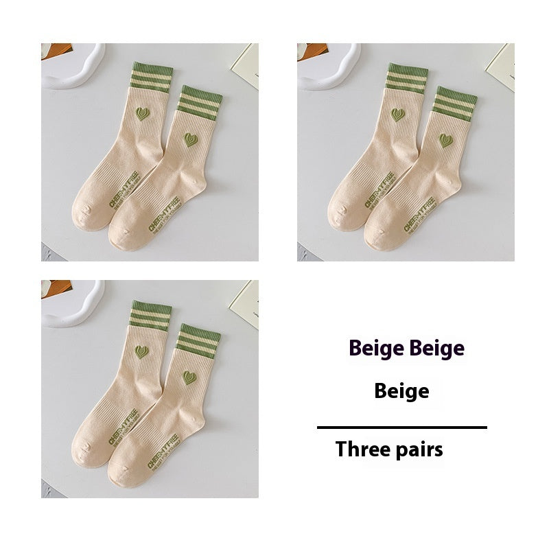 Women's Patchwork Striped Printed Mid Length Socks