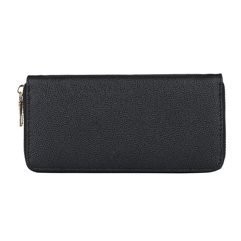 Mid-length Zipper Clutch Bag Fashion Solid Color PU Money Clip