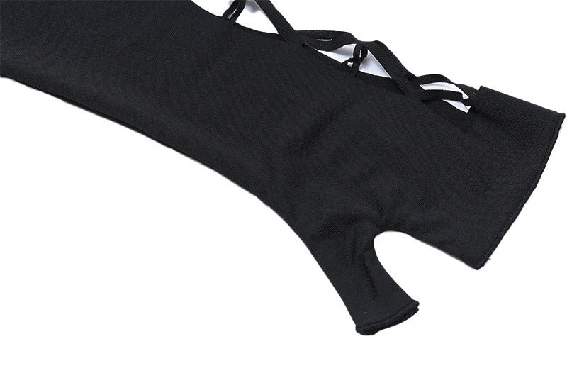 Broken Spider Web High Neck Slim Fit One Piece Girl