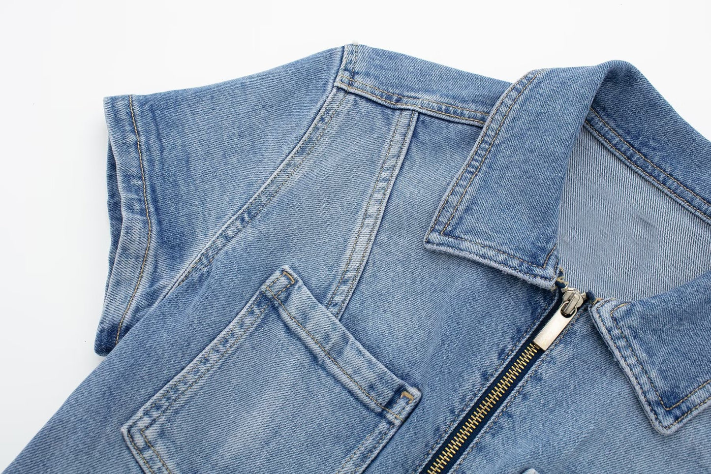 Fall European And American Style Long Denim Jumpsuit