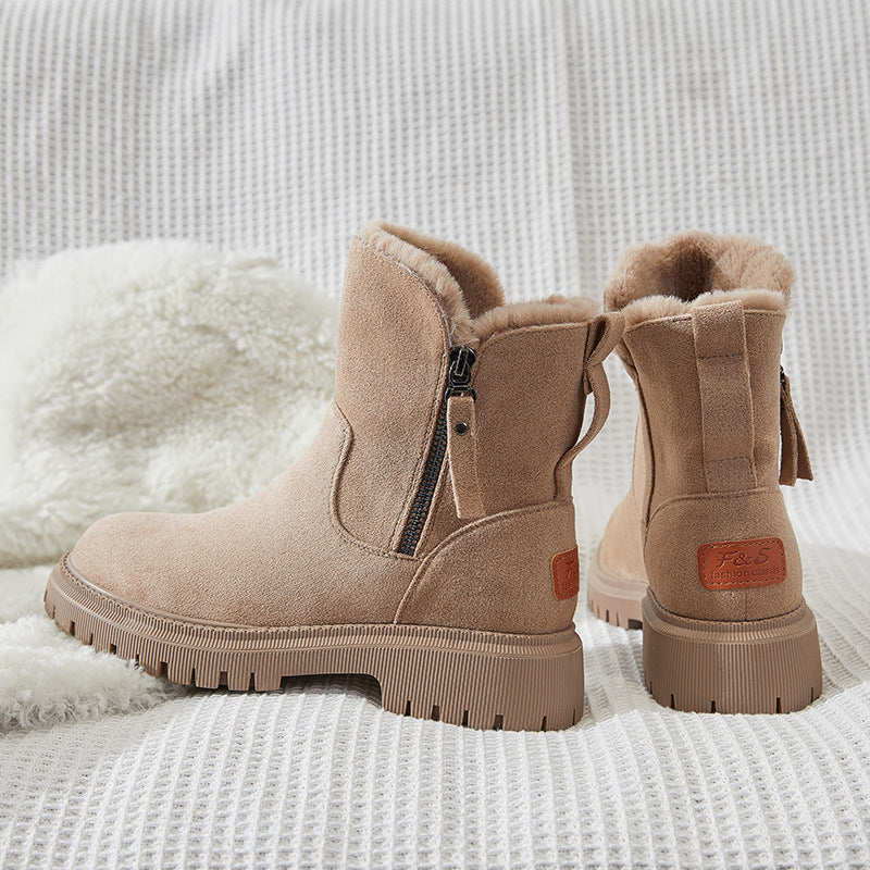 Snow Boots Women's Fur One New Style Cotton Shoes Thickened And Velvet