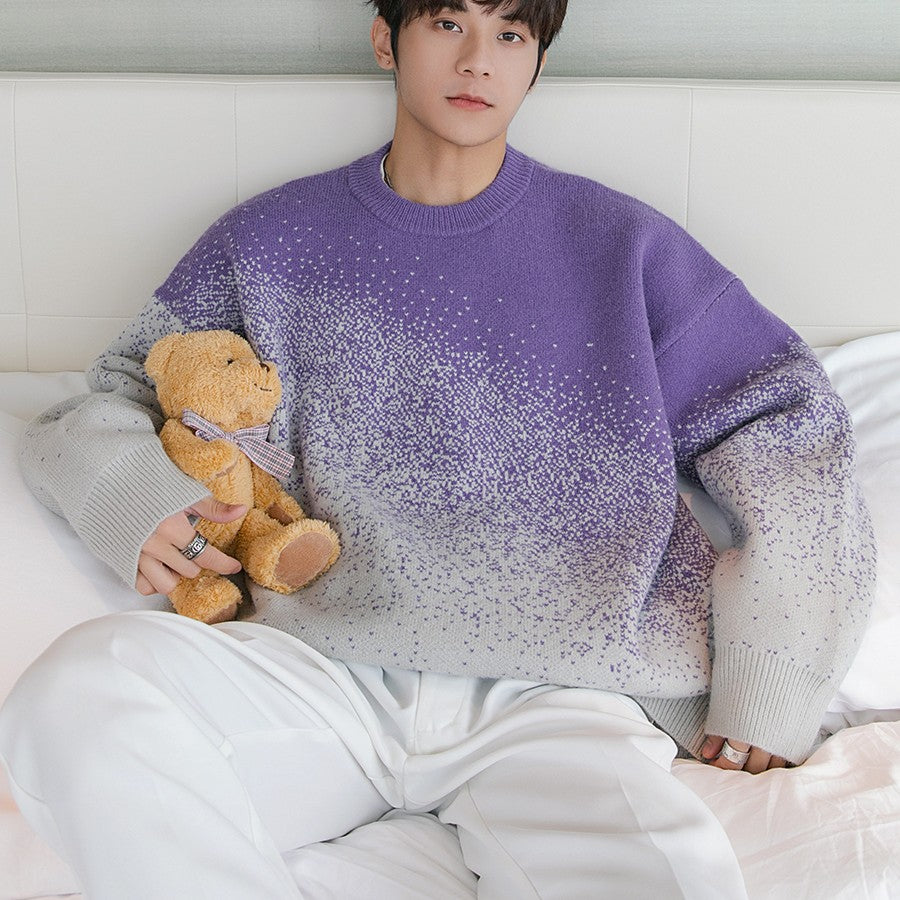 Men's Color Gradient Couple Sweater Loose Needle