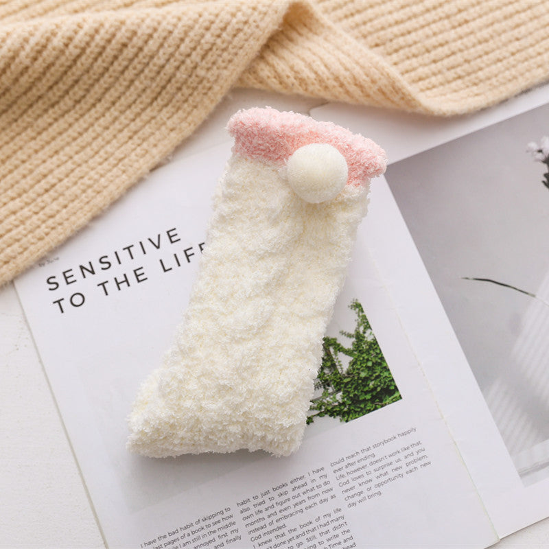 Autumn And Winter Coral Velvet Floor Socks