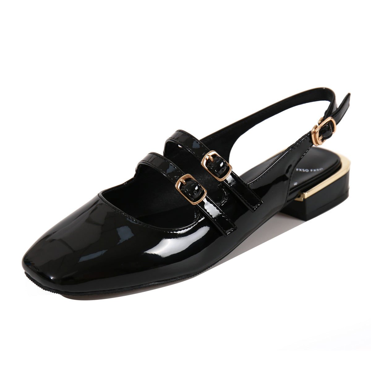 Women's Square-toe Low-block-heeled Closed-toe Pumps