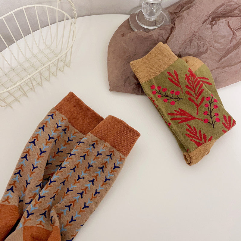 Autumn And Winter New Combed Cotton Thickened Japanese Retro Style Middle Tube Cotton Socks