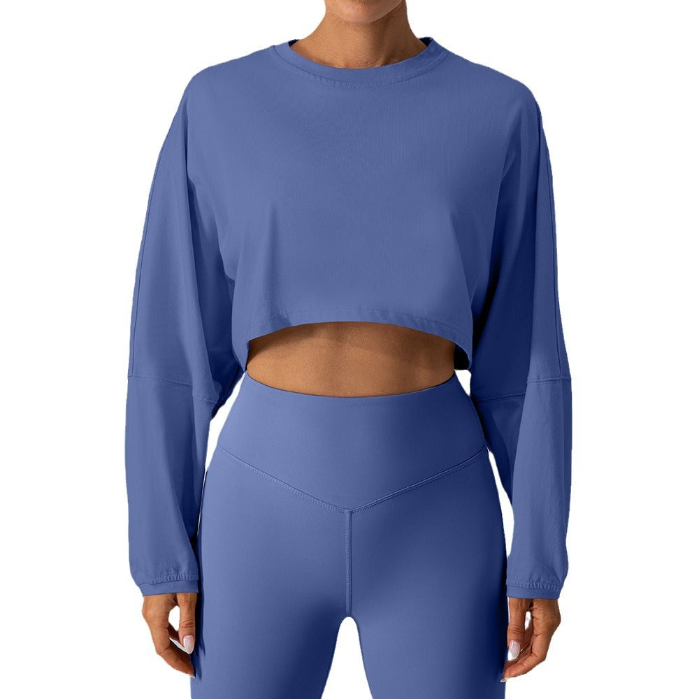 Rundhalset Sweater T-shirt Kort Sports Yoga Løbe Langærmet Top