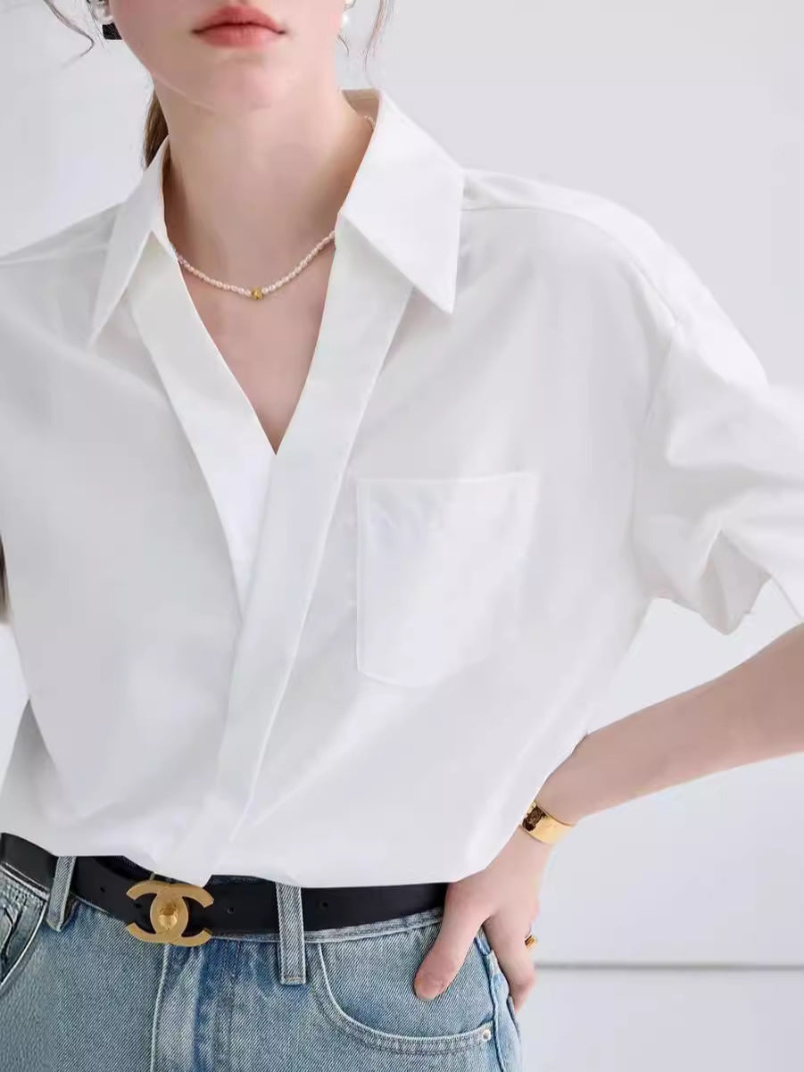 Design Sense Minority Fashion Elegant High Sense V-neck Young French Top