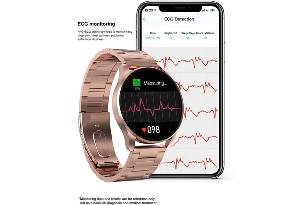 New Bluetooth Call Smart Watch Men Women 1.36 Inch round Screen HD 390*390 Pixel Take Pictures Remotely Smartwatch Man+Box - Black Leather Belt