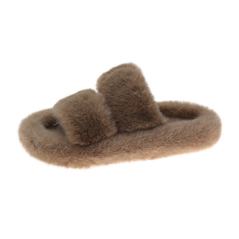 Double Strips Of Foreign Trade Hot Style Flat Bottomed Indoor Warm Slippers