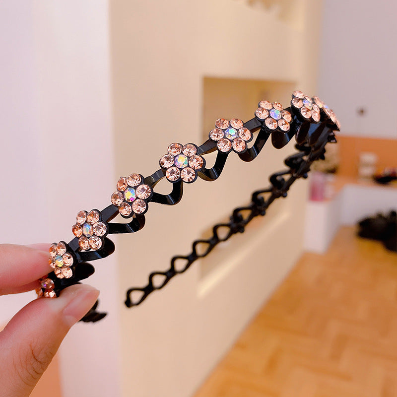 Women's Rhinestone Wavy Thin Edge With Teeth All-match Pressure Hair Non-slip Headband