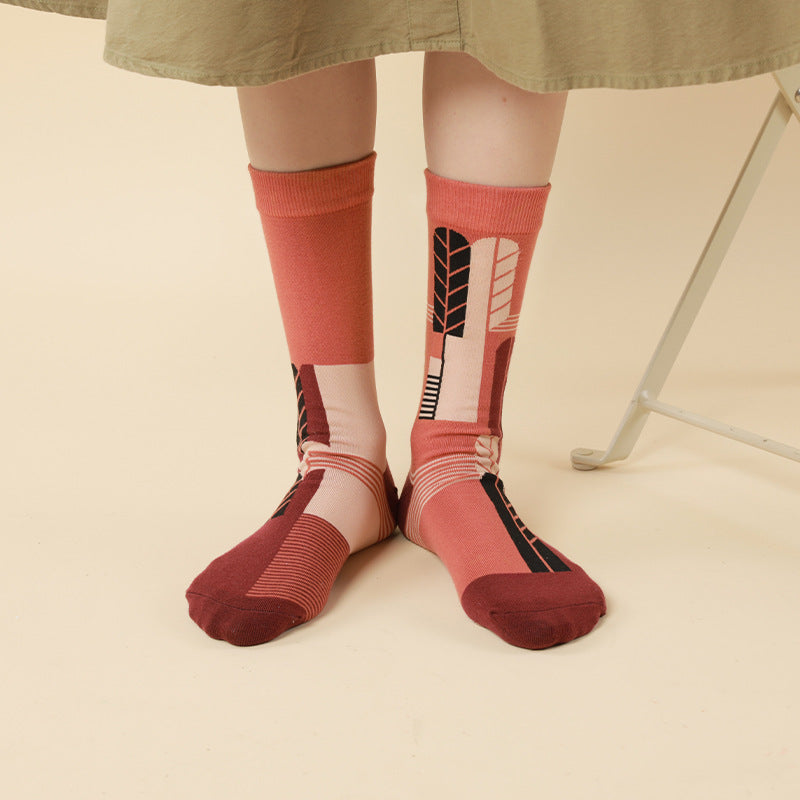 Houndstooth Pure Cotton Mid-calf Length Socks