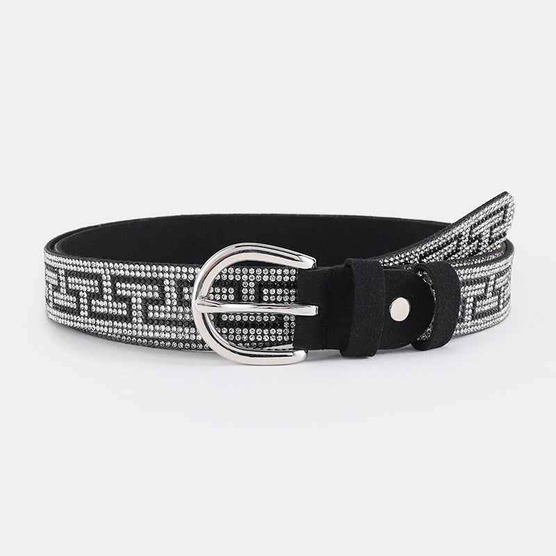 Fashion Women's PU Leather Rhinestone Belt