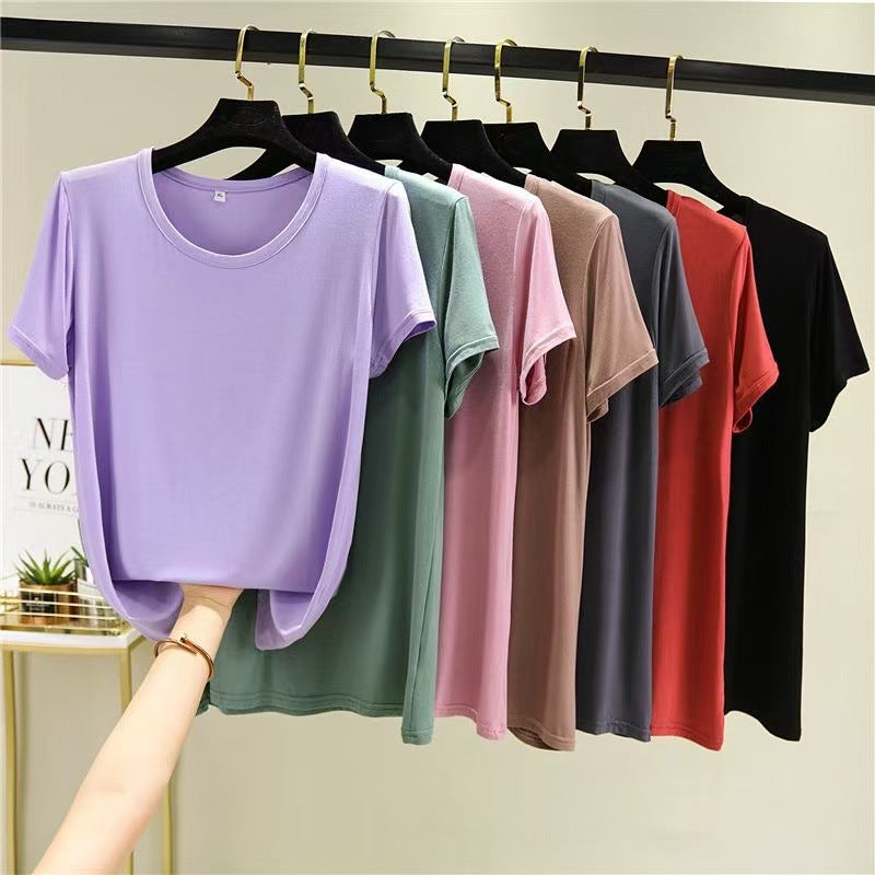 Rayon Hvid T-shirt Korte ærmer til Kvinder
