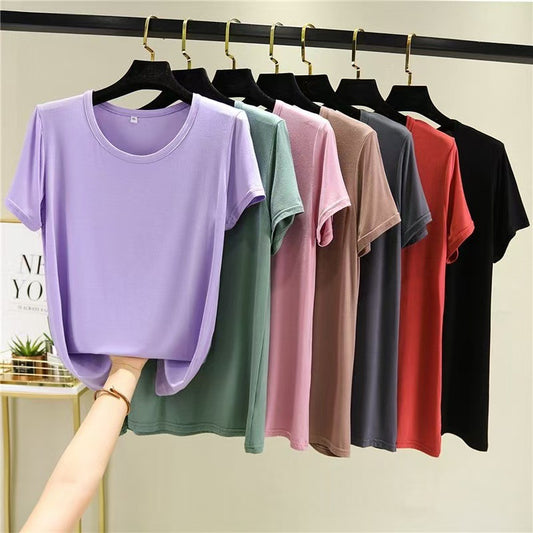 Rayon Hvid T-shirt Korte ærmer til Kvinder